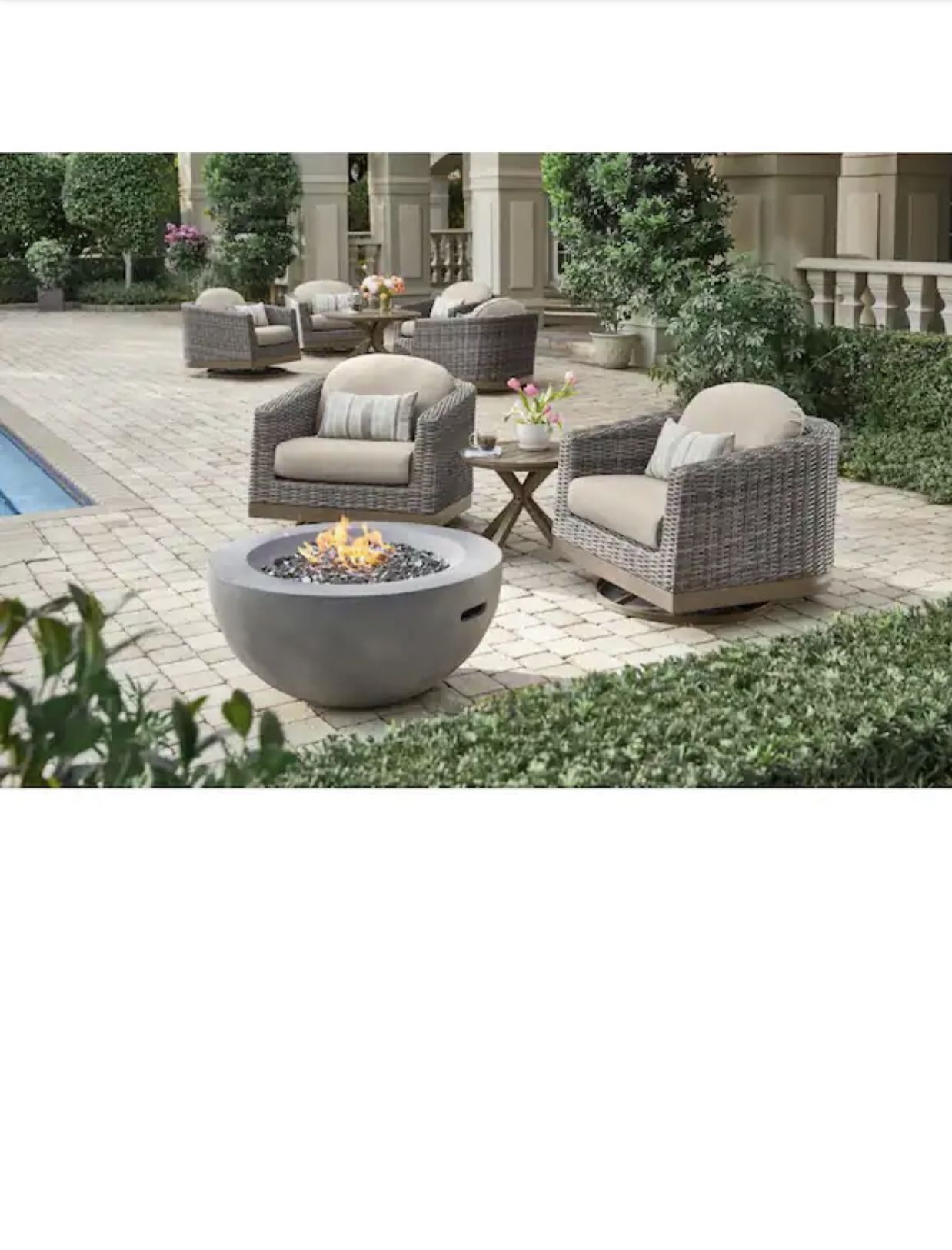 Home Decorators Collection Avondale 3-Piece Wicker Aluminum Motion Patio Conversation Set in Cast Ash Cushions