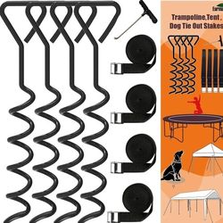 Trampoline Anchor Kit with T Hook -Set of 4 Bonus + 4 Strong Belt