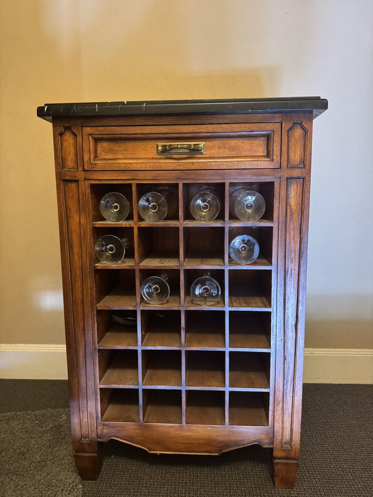 Vintage Marble Top Wine Cabinet