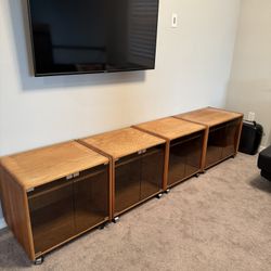 4- Solid Oak Stereo Cabinets 