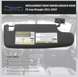 Jeep Wrangler JK 2007-2018  Driver/Left Side Sun Visor, Mirror, Black