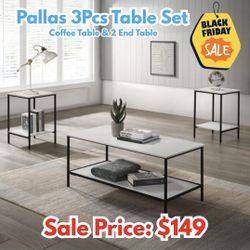 3pcs Table Set Coffee Table And 2 End Tables 
