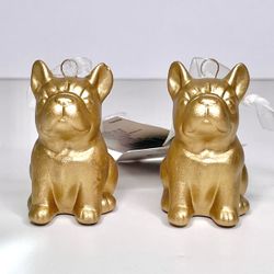 Set of 2 Target Bullseye Playground Golden Frenchie Christmas Ornaments