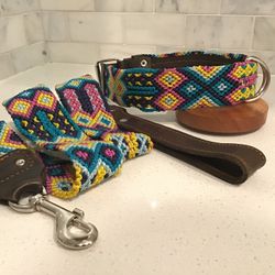 XL 23.5” Handmade Dog Collar & Leash Set – Vibrant & One-of-a-Kind