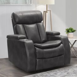 Zayne Leather Power Theater Recliner With Power Headrest