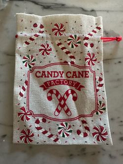 Candy Cane Factory Christmas Drawstring Gift Bag