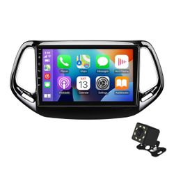 10.1 Inch IPS Touchscreen Android 13 Car Stereo for Jeep Compass 2 MP 2017-2019 with Wireless CarPlay & Android Auto 2+32GB Car Radio, Support GPS, Wi