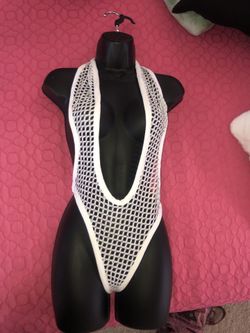 White fishnet one piece