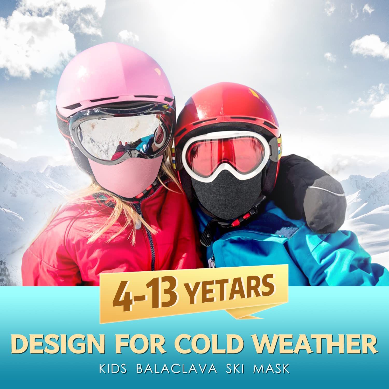 Kids Balaclava Face Mask, Winter Hat Face Warmer for Cold Weather Ski Mask for Boys Girls Black