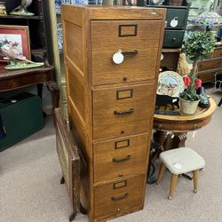 Mid Century Tiger Oak File Cabinet