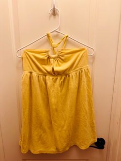 Yellow Terry Cloth Halter Mini Dress