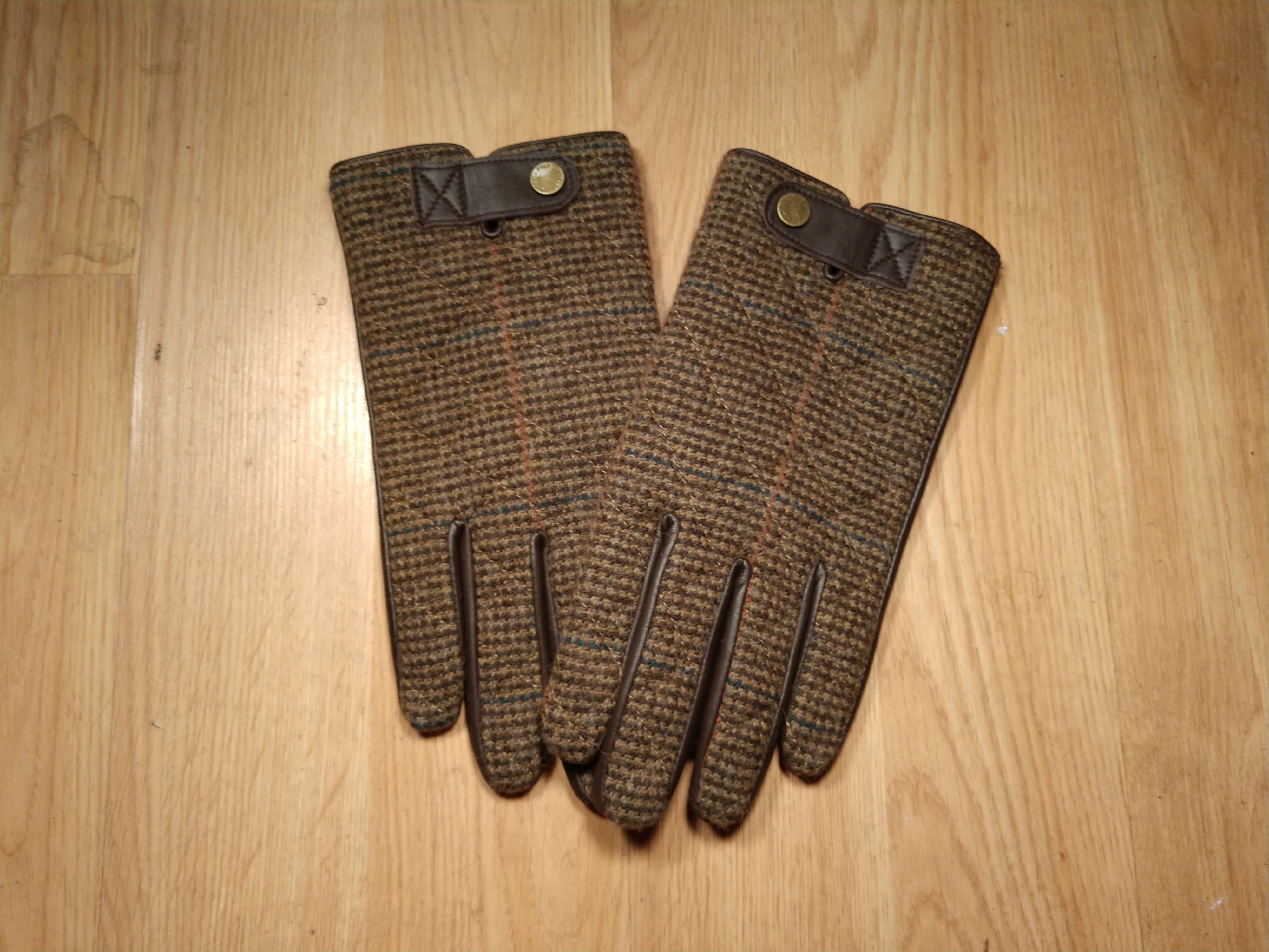 Polo Ralph Lauren Brown Tweed Wool Leather Gloves