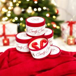 Christmas Candle Tin Candy Cane Scents 6 Oz Red Tin  