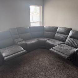 Grey Recliner Sectional