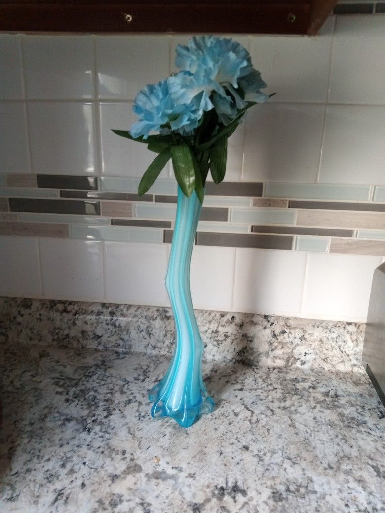 Blue Vase With  Flower 