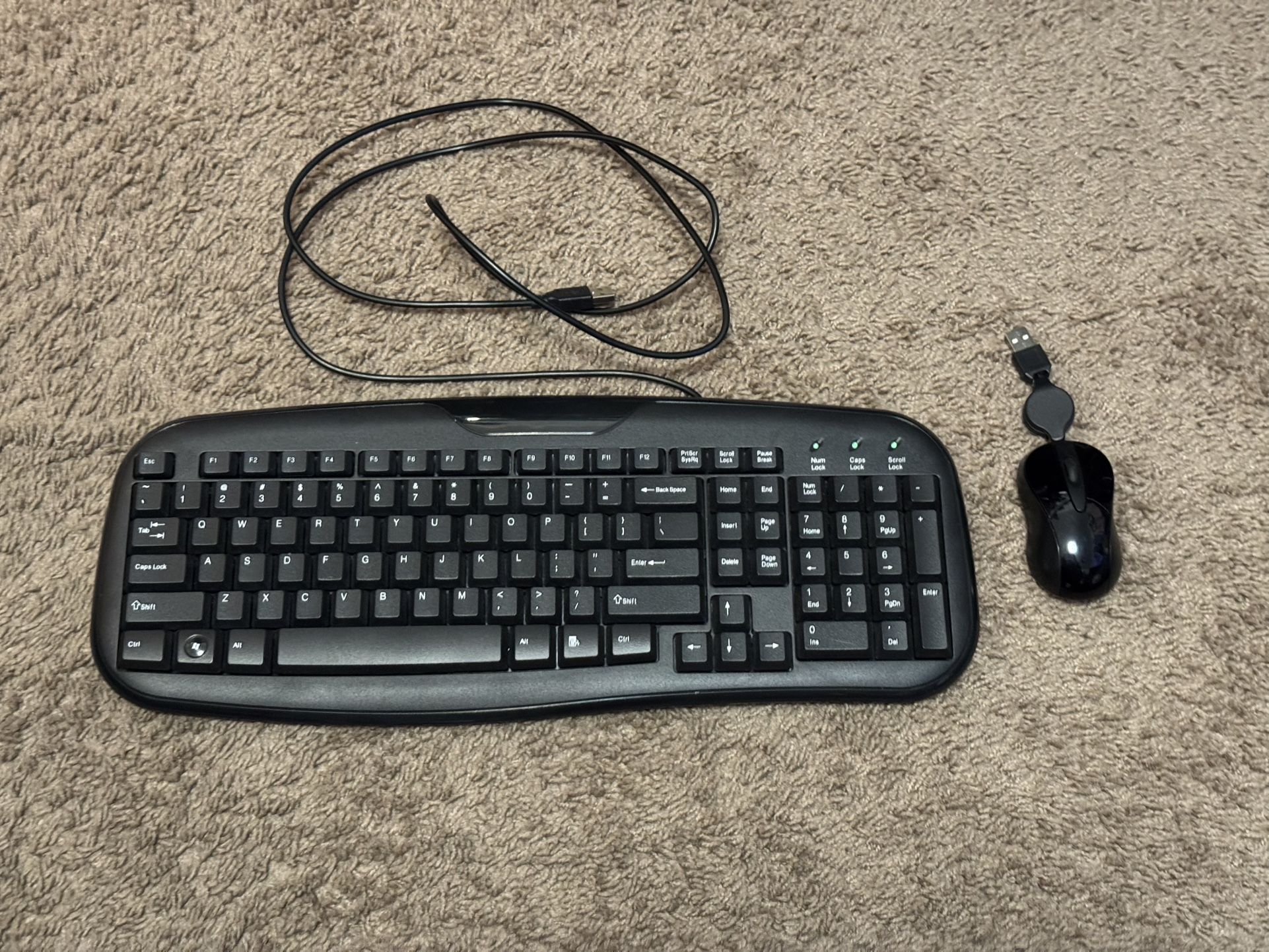 Onn Brand Wired Keyboard & Travel Mouse 