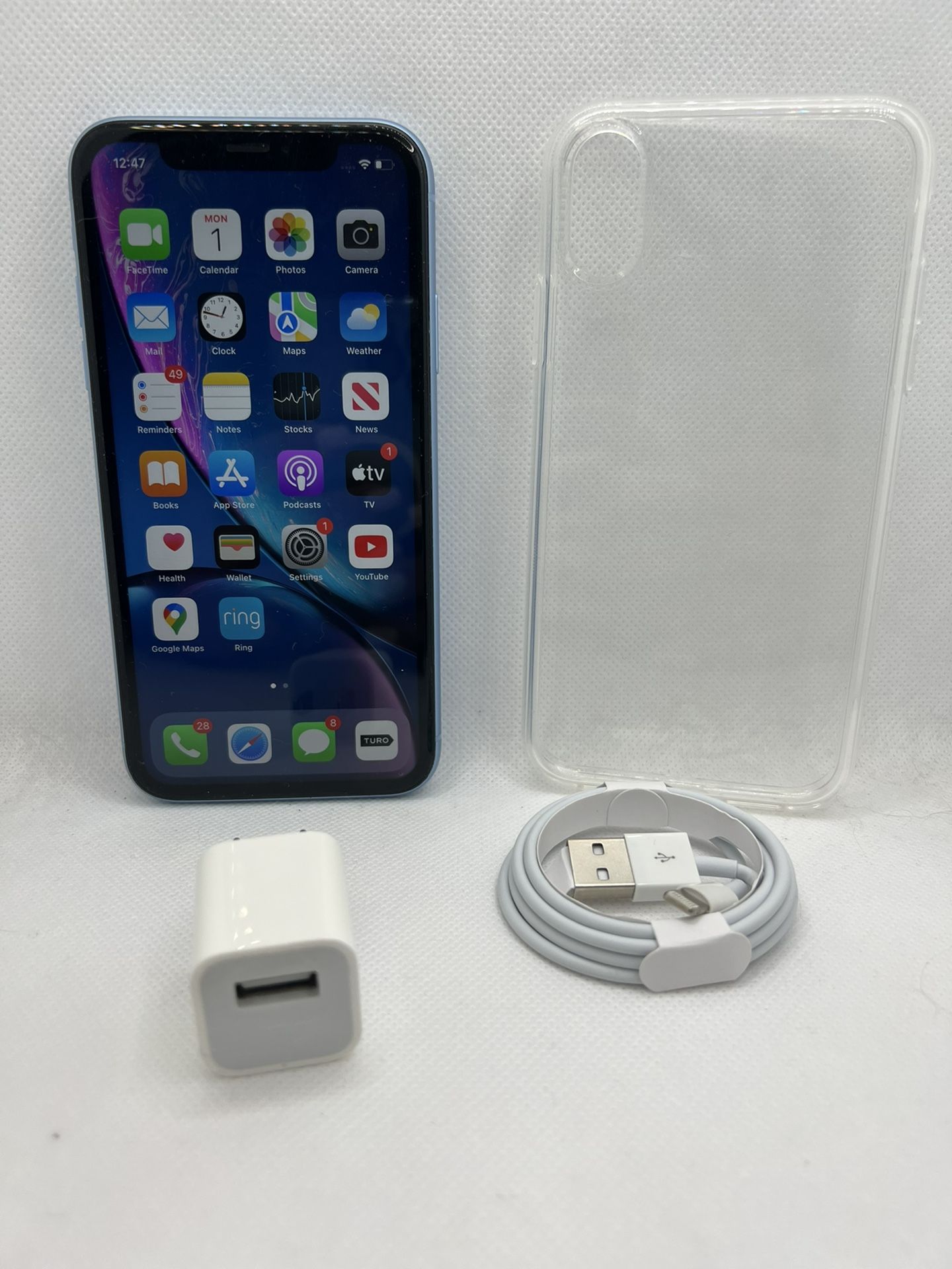iPhone XR Blue 64GB with Clear Case Mint Condition for Sale in