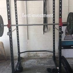 Olympic Squat Rack + Bar+ Weights 