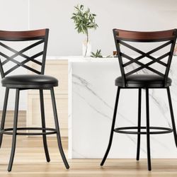 New 24-inch , Swivel Counter Height Stool, Metal Frame, Set of 3