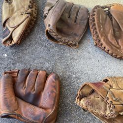 Old Baseball Gloves Or Mitts 