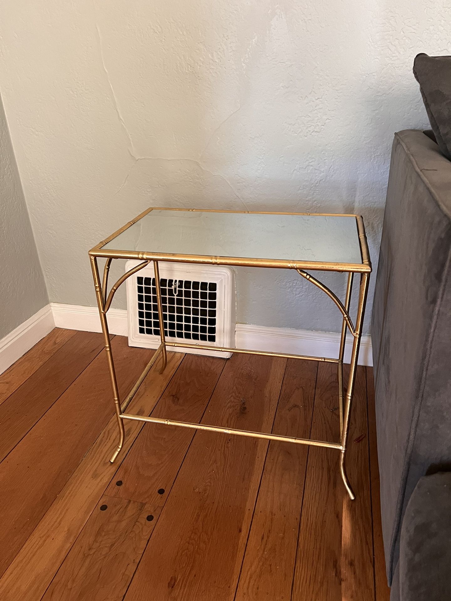 Antique Vintage Gold Mirror Accent Side Table