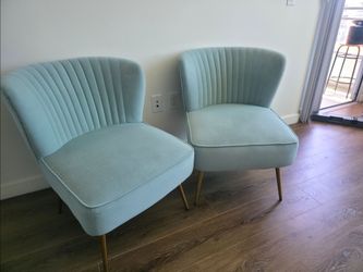 Monica Modern Sage Velvet Comfy Living Room Side Chair with Golden Metal Legs $150