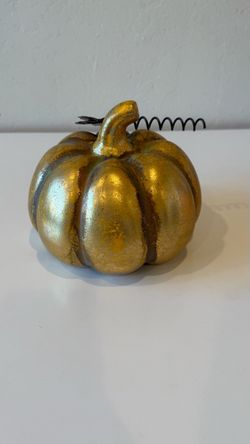 Pumpkin midnight gold ceramic 7” tall