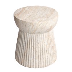 Fluted Travertine Stone Accent Table