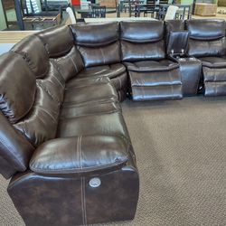 New In Stock  Sectional Sofa With Three Power Recliners On Sale Now
