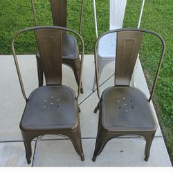Metal Farmhouse Rustic 4 Pc Indoor Outdoor Dining Chairs 