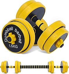 15KG Adjustable Barbell & Dumbbell Set – Yellow Home Gym Weight Set
