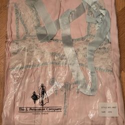 J Peterman Pink Nightgown Blue Silk Ribbon & Embroidery XXS