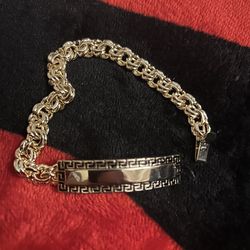 Chino tejido broche Greek oro lamido 14kt