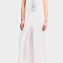 BCBG MAX AZRIA Exene Strapless White Silk Chiffon Gown Maxi Dress $498