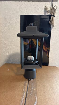 Black Outdoor Lantern Post Light Fixture