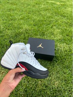 Jordan 12, white/red/black, size 7 kids