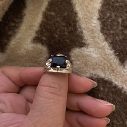 Real 925 Sterling Silver Blue Sapphire Ring Size 8