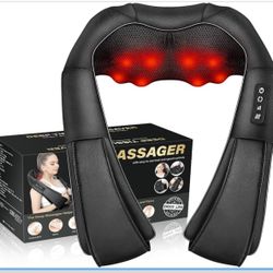 Shiatsu Neck Massager, Back and Neck Massager with Heat, Electric Deep Tissue 3D Kneading Massage Pillow for Back, Shoulder, Muscle Pain Relief, Offic