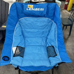 Oversized Camping Chair blue With Cup Holder 