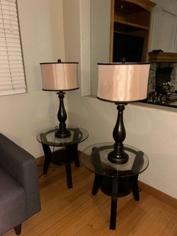 Lamp & Side Table x2