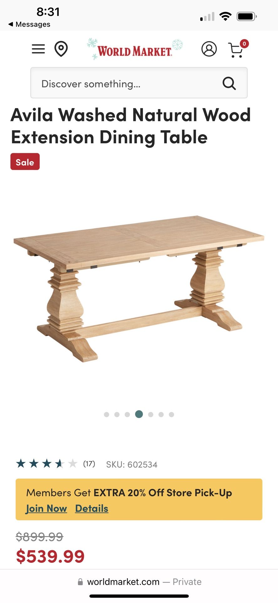 Avila Wood Extension Dining Table World Market for Sale in Carlsbad