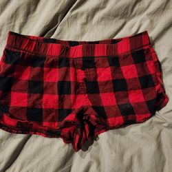 Womens Red and black plaid sleepwear shorts