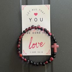 Beaded Cross Bracelets- With Scripture Card -4 Pictures- See Info 