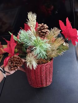 Christmas Floral Arrangement in Red Basket