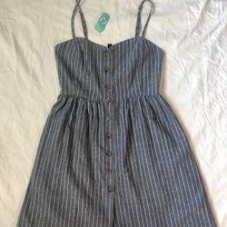 Gray and White Striped Summer Dress