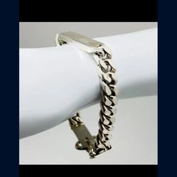Silver 925 Cuban Bracelet ID Name Tag