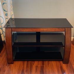 Tv Stand Glass And Wood Frame Three Shelves