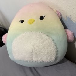 Squishmallow Briannika the Peacock 12” Pastel Rainbow Easter Plush Preowned