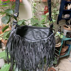 Fringed Faux Leather Bag 