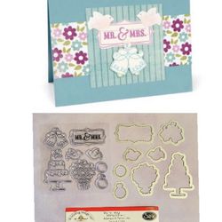 Discontinued Doodlebug Mr & Mrs 16pc Stamp & Die Set